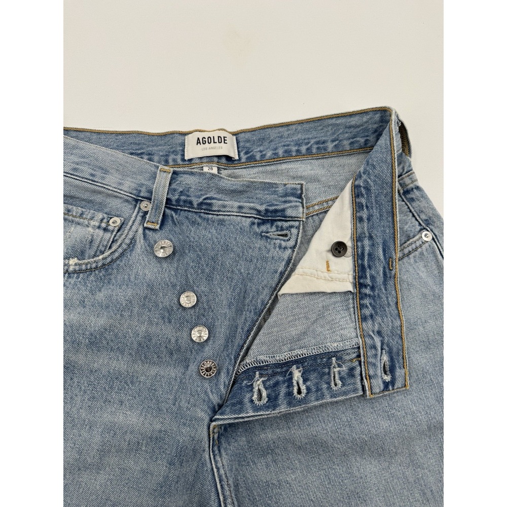 Agolde Criss Cross Jeans Womens Size 26 Blue Light Wash Denim Button Fly USA - Picture 5 of 11